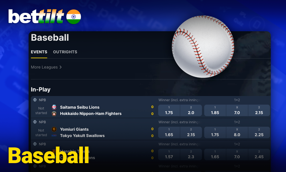 Betting on Baseball on Bettilt in India -Major League Baseball (MLB) and other