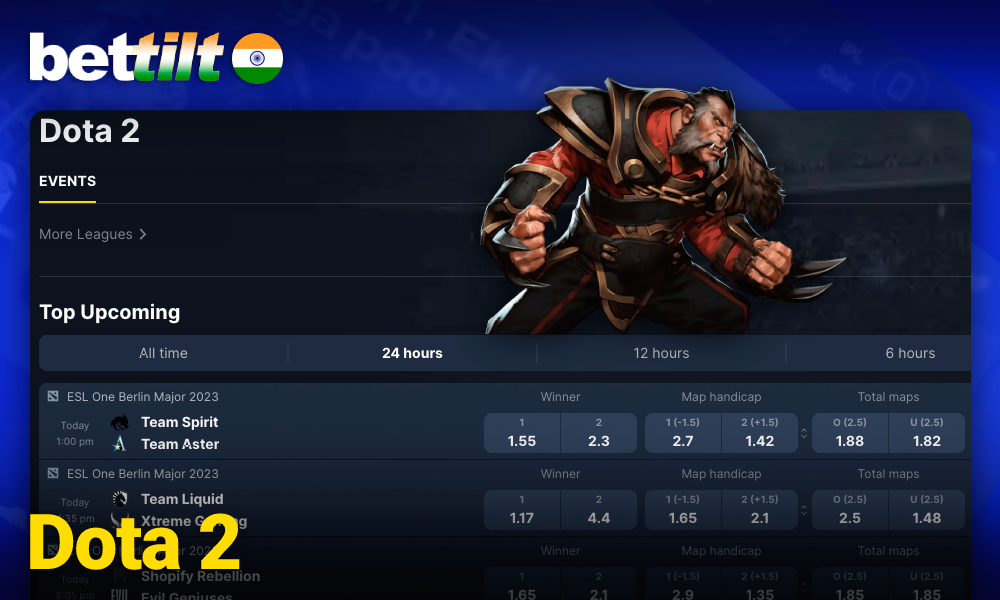 Betilt Provides Dota 2 Betting for Indian Players, including popular all popular tournaments 