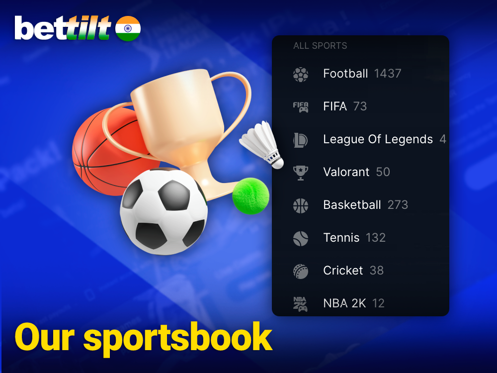Sportsbook options at Bettilt India - Cricket; Football; FIFA and other